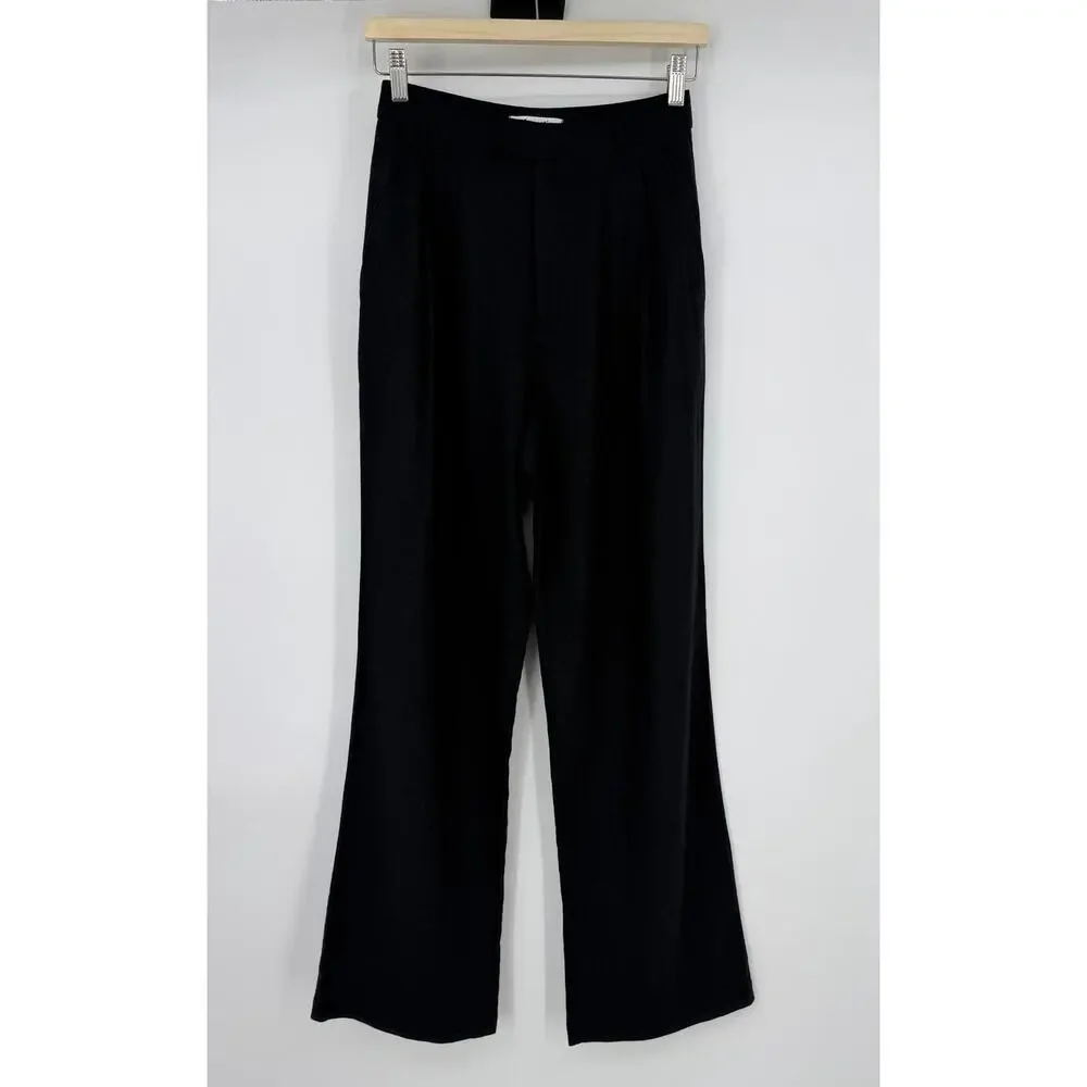 Reformation | Earl Pant in Black High Rise Pleated Linen Trousers 0